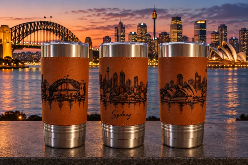 Sydney Tumbler vor der Hafen Skyline